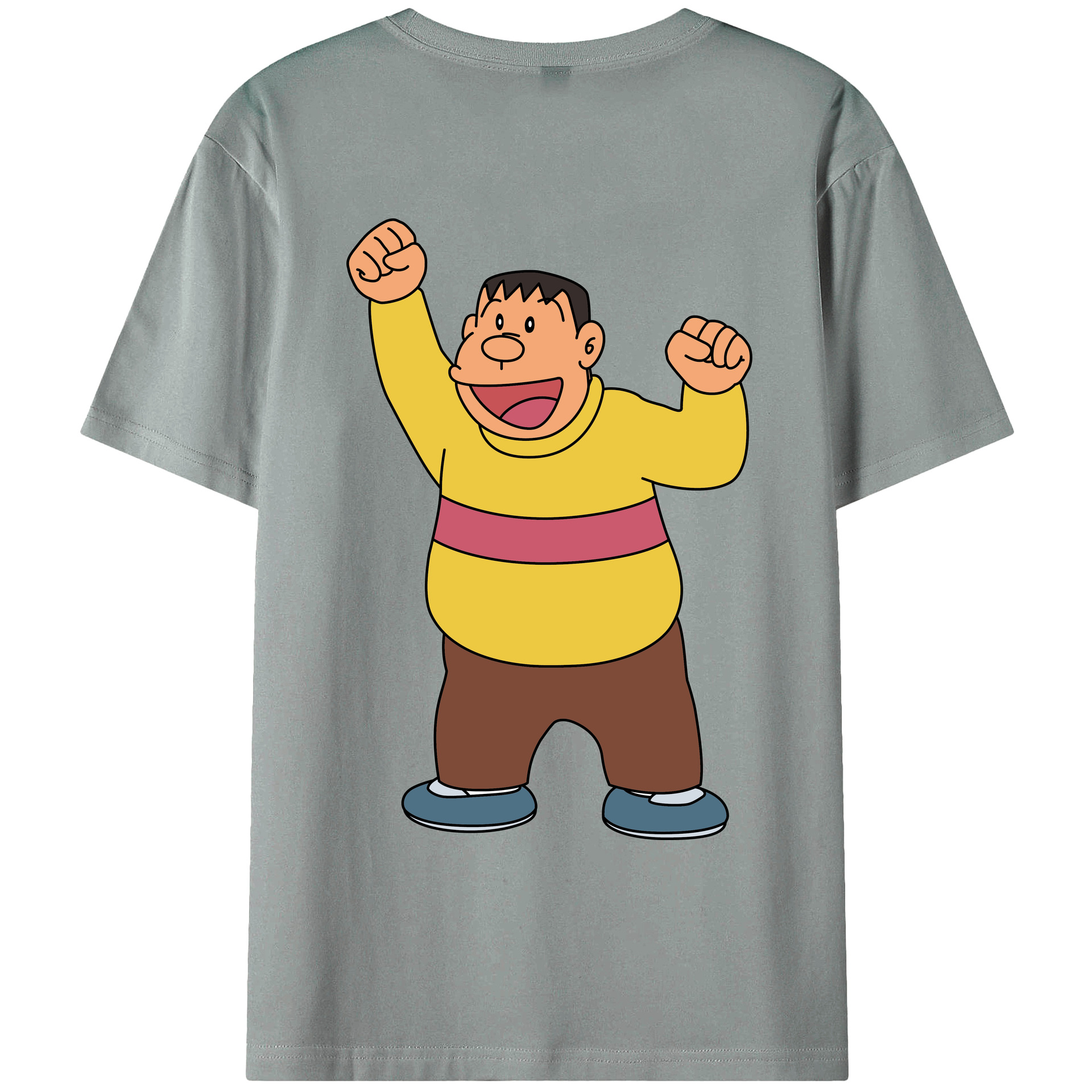 （画像用） ドラえもん 剛田武 Doraemon Gouta Takeshi 綿100％ メンズ半袖Tシャツ（バックプリント） 通気性